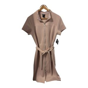 NWT Kate & Lily Women's Dress Size 12 Short Sleeve Zipper Closure Tie Champagne